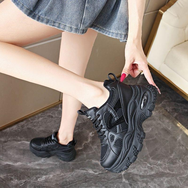 Small thick-soled dad shoes 22 new breathable mesh casual inner height-increasing sports shoes show small feet