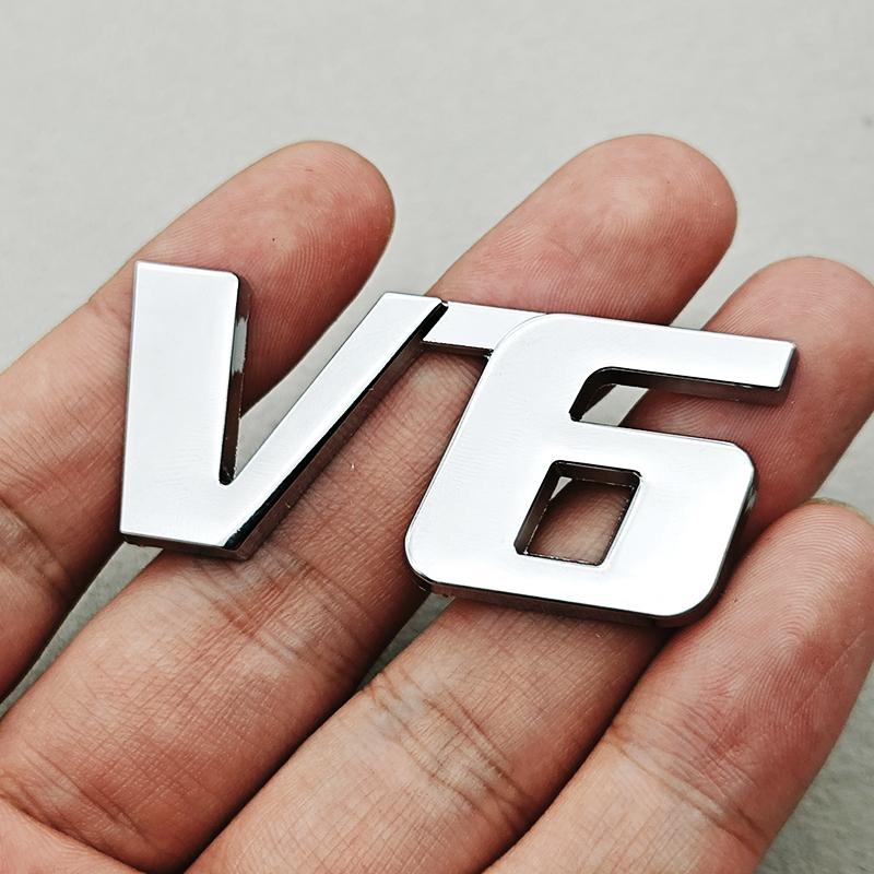 3D Metal Car Sticker Logo V6 4WD Car Rear Trunk Badge Fender Side Emblem Decals For Toyota Tundra Tacoma Land Cruiser Highlander