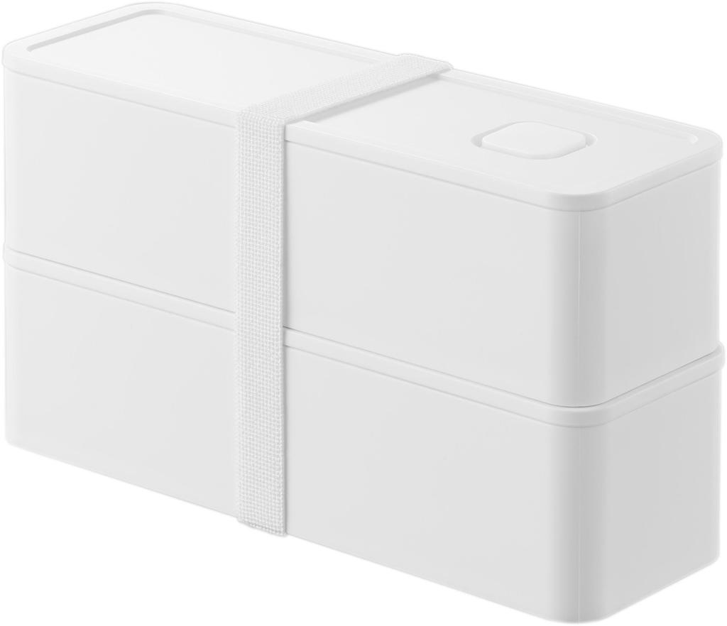 Yamazaki Tower 800ml Slim Lunch Box with W X D X 10cm H and Freezer Product 10272 Two-Tier Valve, White, 18.3cm 6.1cm (2 Tiers), Dishwasher,