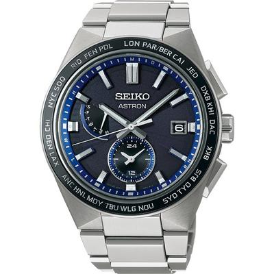 Męskie SBXY051 (ASTRON NEXTER Solar Radio World Time Męski zespół metalowy) Zegarek okrągły srebrny