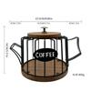 Coffee Capsules Organizer with Lid Large Capacity Espresso Pods Storage Basket Wooden Base Kitchen Countertop Cup