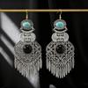 Vintage Ethnic Turquoise Earrings Women'S Bohemian Fringed Earrings Beaded High-End Earrings