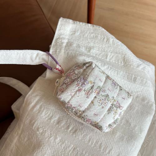 Quilted Quilted Earphone Bag Cute Mini Toast Bag Card Bag Coin Purse Hanging Bag with Hook