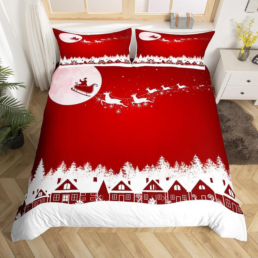 Christmas Snowman Down Comforter Set Bedding Set 3-piece Duvet Cover Set