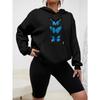 Creative Butterfly Design Print Women Hoodie New Street Casual Sweatshirt Fashion Fleece Hoody Pocket Comfortable Female Tops