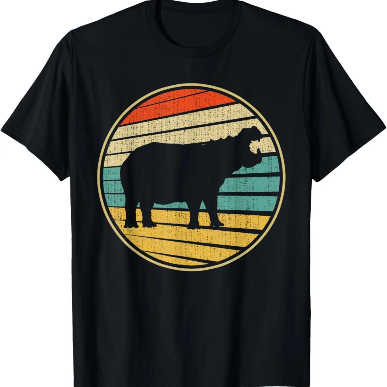 

Vintage Eighties Style Hippopotamus Retro Distressed 60s 70s T-Shirt S