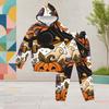 Girls Halloween Printed Hooded Long Sleeve Kangaroo Pocket Top Cuffed Pants Two Piece Set