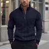 Herren-Strickpullover mit Reißverschluss und Stehkragen, langärmeliges Sweatshirt