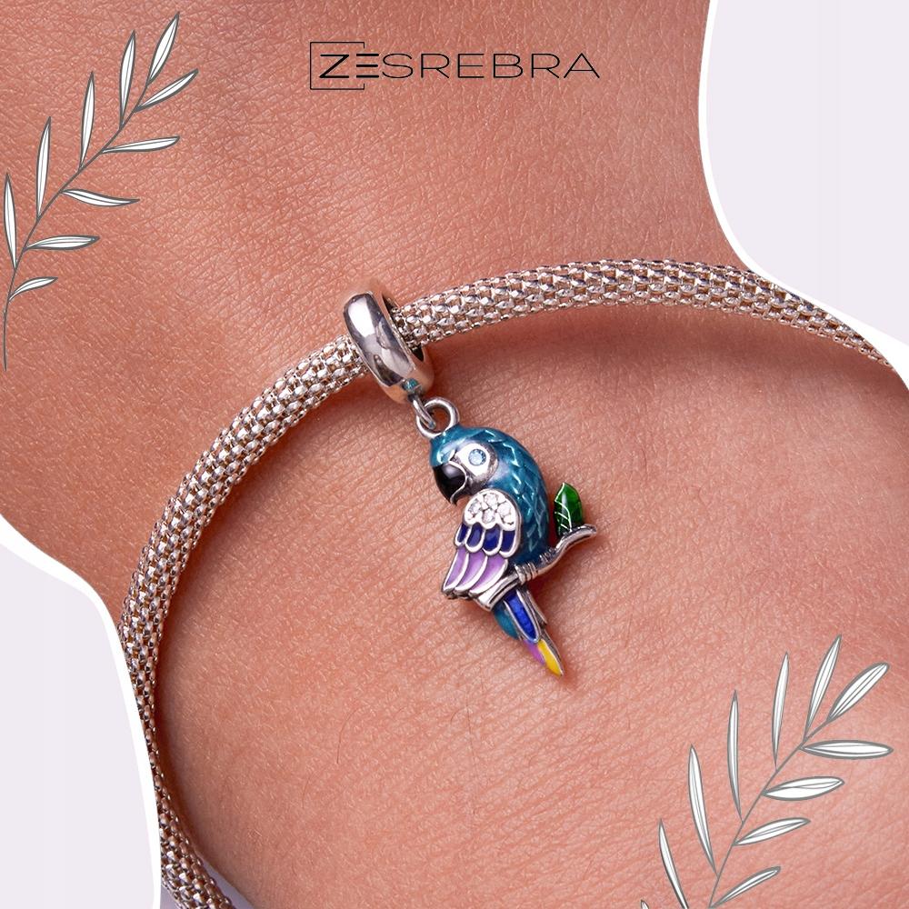 Charms Papagei Bunt S925 Perle Perlen Zirkonia Vogel Anhänger