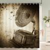 1 Pack European Retro Architecture Flower Style Shower Curtain Partition Bathroom Curtain With Hooks Home Decorative Curtain