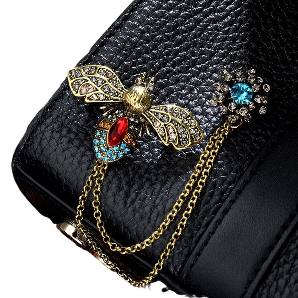 Men's High-End Honey Bee Tassel Brooch: Star, Crown, and Music Note Design Lapel Pin