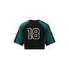 Reebok Color Block Casual Short Knit Short Sleeve Raglan T-Shirt Women Tops Black Green 24SRC402WGH0