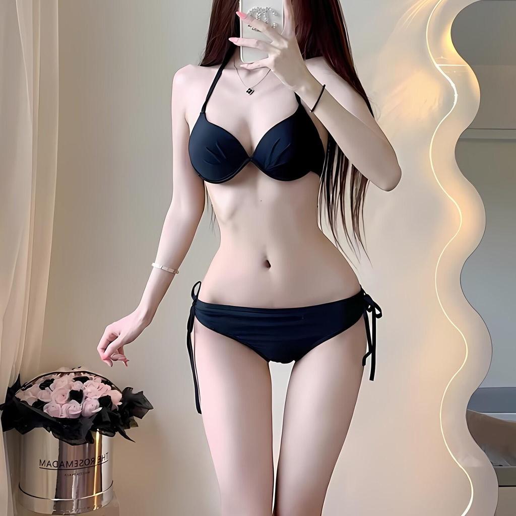 Women's Pink Three-Piece Swimsuit: Flirty Beach Vacation Bikini for All Bust Sizes