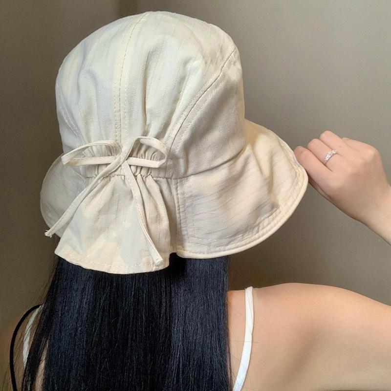 Bow bucket hat women's summer outdoor outing big brim sun protection sun hat foldable sun hat
