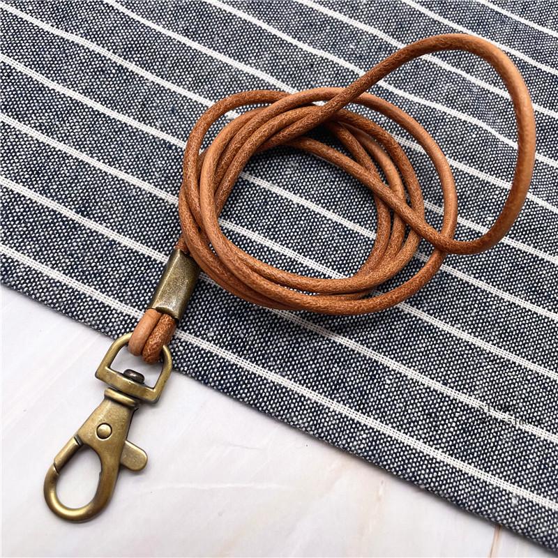 Genuine Leather Neck strap Keychains Pendant Neckline Lanyard Mobile phone Strap Charms Keyring Buckle rope Lanyard