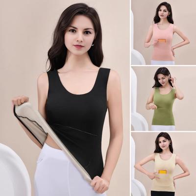 Women Thermal Tank Top Square Neck Sleeveless Warm Camisole Top with Front