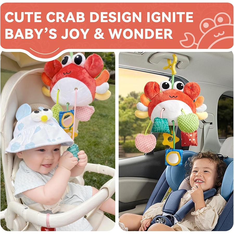 Juguete para Silla de Coche de Bebé, Juguetes para Bebés de 0 a 6 Meses Juguetes para Recién Nacidos, Juguete Sensorial para Bebés con Cascabeles y Espejo, Juguetes para Cochecito Juguetes Colgantes
