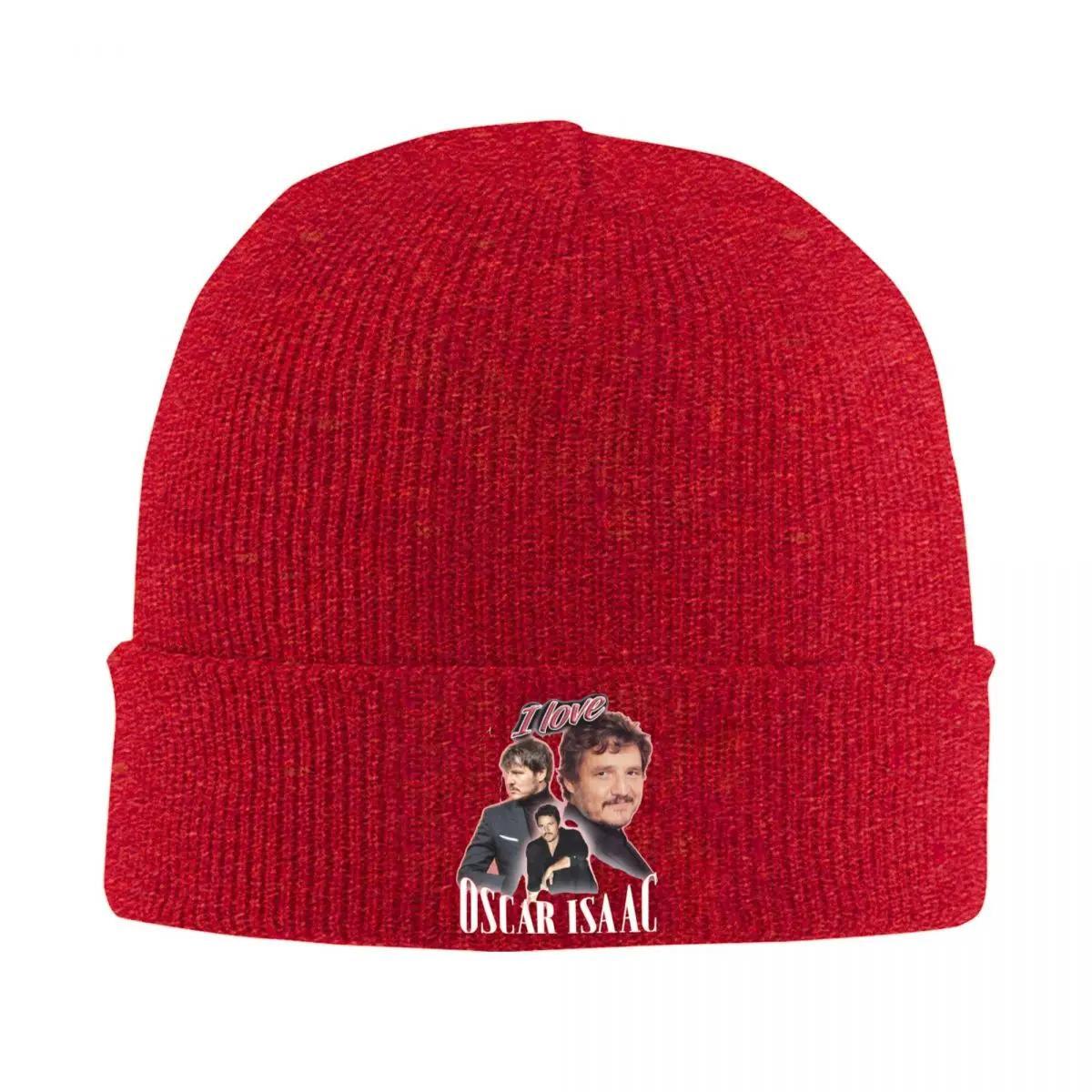 

New I Love Oscar Isaac Pedro Pascal Cursed Fan Collage Knitted Hat Beanies Winter Hats Warm Color Caps Unisex Women