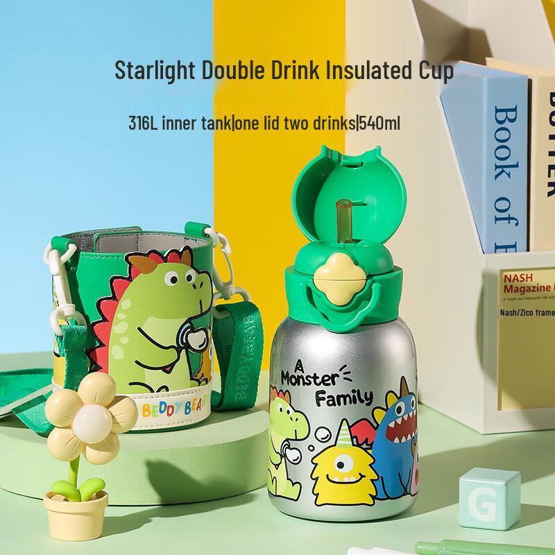 BEDDYBEAR Kids Dual-Drink Insulated Water Bottle 540ml