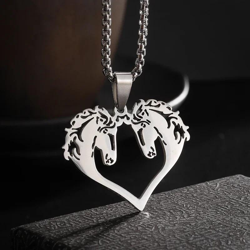 Exquisite Stainless Steel Horse Head Pendant Necklace for Men Women Fashion Statement Animal Zodiac Jewelry Keepsake Gift