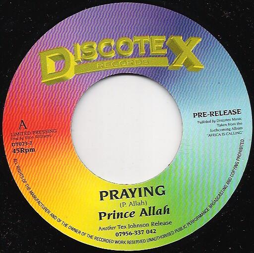 

7inch Record PRINCE ALLA - Praying DT0237 Discotex Record UK Reggae, Ska & Dub Used