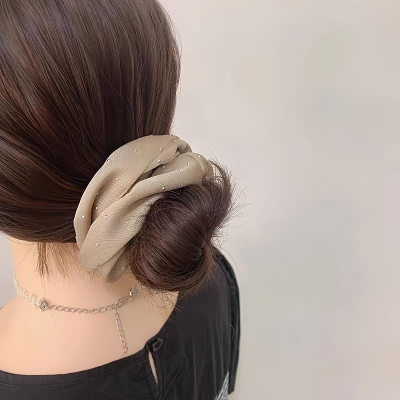 1PC Satin Scrunchies With Rhinestones Decor - Soft And Comfortable Hair Ties For Ponytail And Hair Accessories