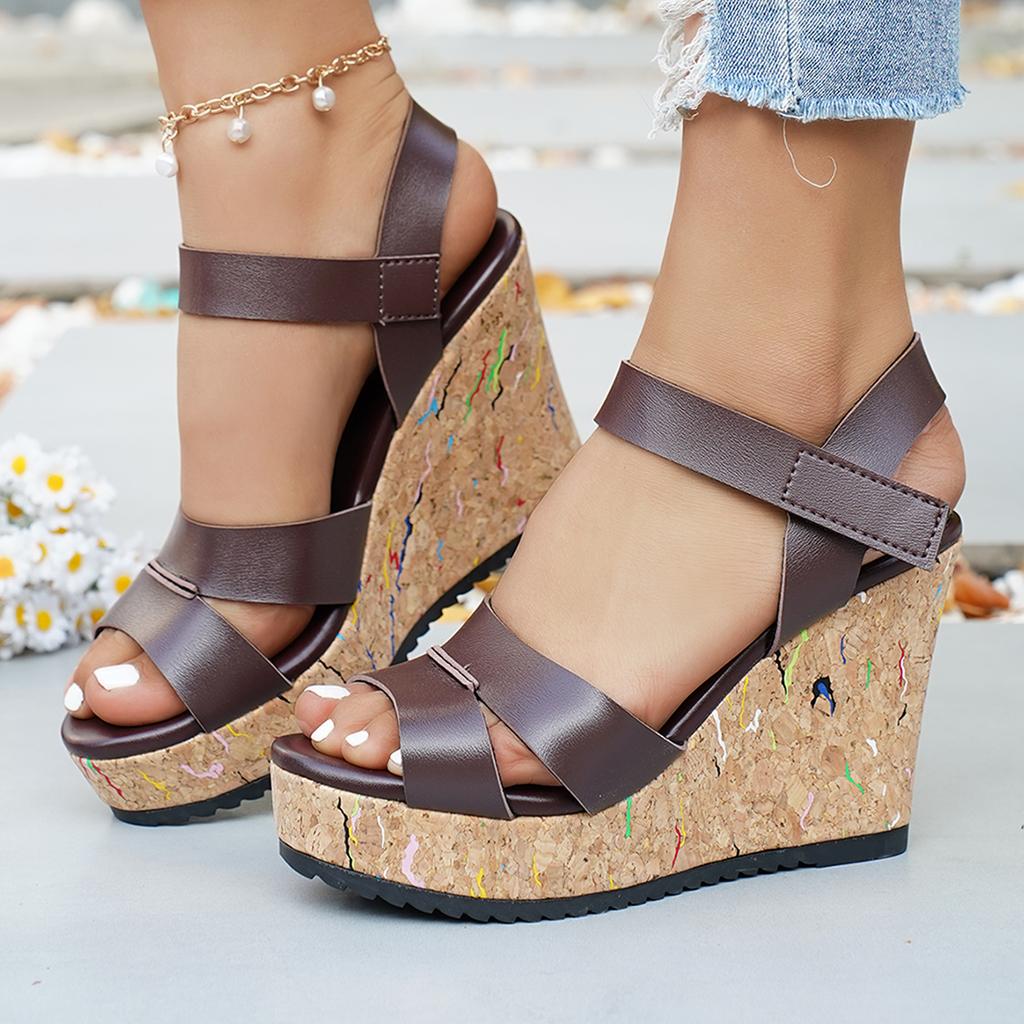 Women Wedge Sandals Summer Trend Platform Shoes Women Fashion Roman Buckle Peep Toe Shoes Leisure Lightweight Holidays Sandals