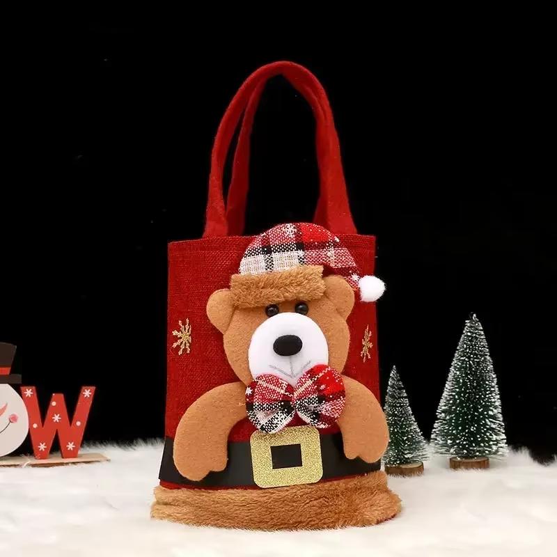 New Christmas Handbags Reusable Cute Santa Claus Snowman Bear Elk Gift Candy Storage Tote Bags Home Party Decorative Accessories