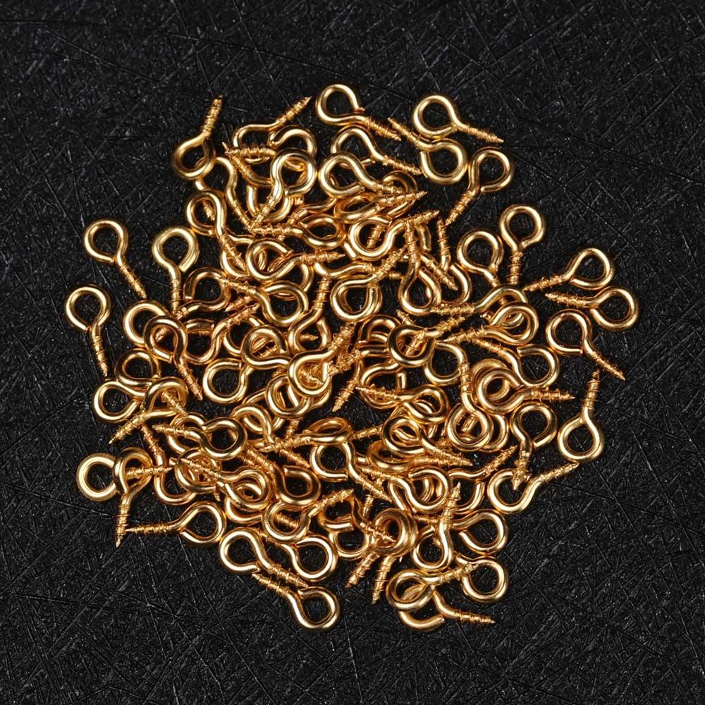 100pcs/pack Keychain Beaded Pendant Handmade Sheep Eyes Nail DIY Threaded Peg Screw Nail