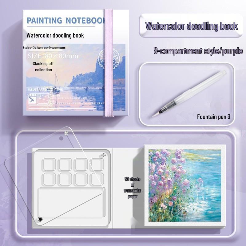 Moyu Watercolor & Acrylic Travel Sketching Set: Portable Palette, Drawing Board, and Book for Painting and Sketching.