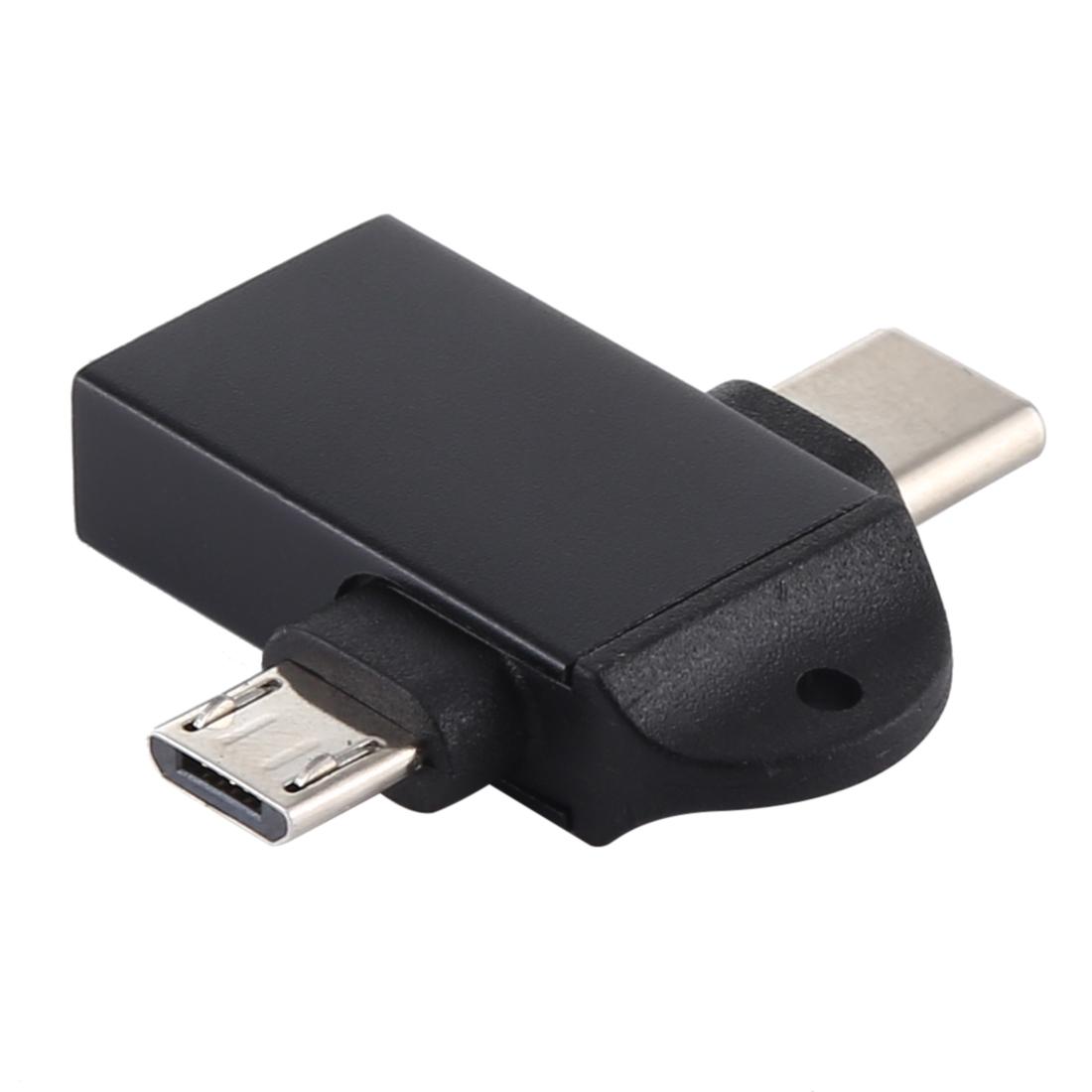 

Адаптер USB3.0 Мама до Type-C+Micro USB Багатофункціональний OTG Black