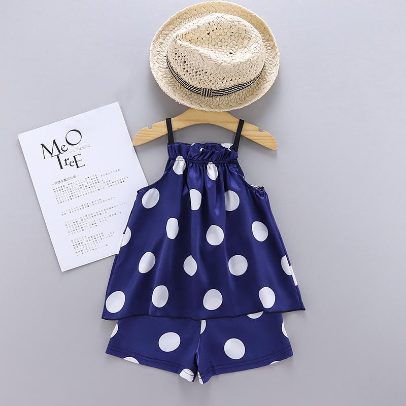 Miminko Děti Dívčí Šaty se vzorem Wave Point Souprava Halenka s krátkým rukávem Topy+Šortky na spaní Pyžamo