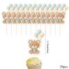 20pcs Carton Bear Cupcake Toppers Blue Pink Topper for Kids Baby Shower Bear Happy Birthday Party Decorations DIY Cake Supply