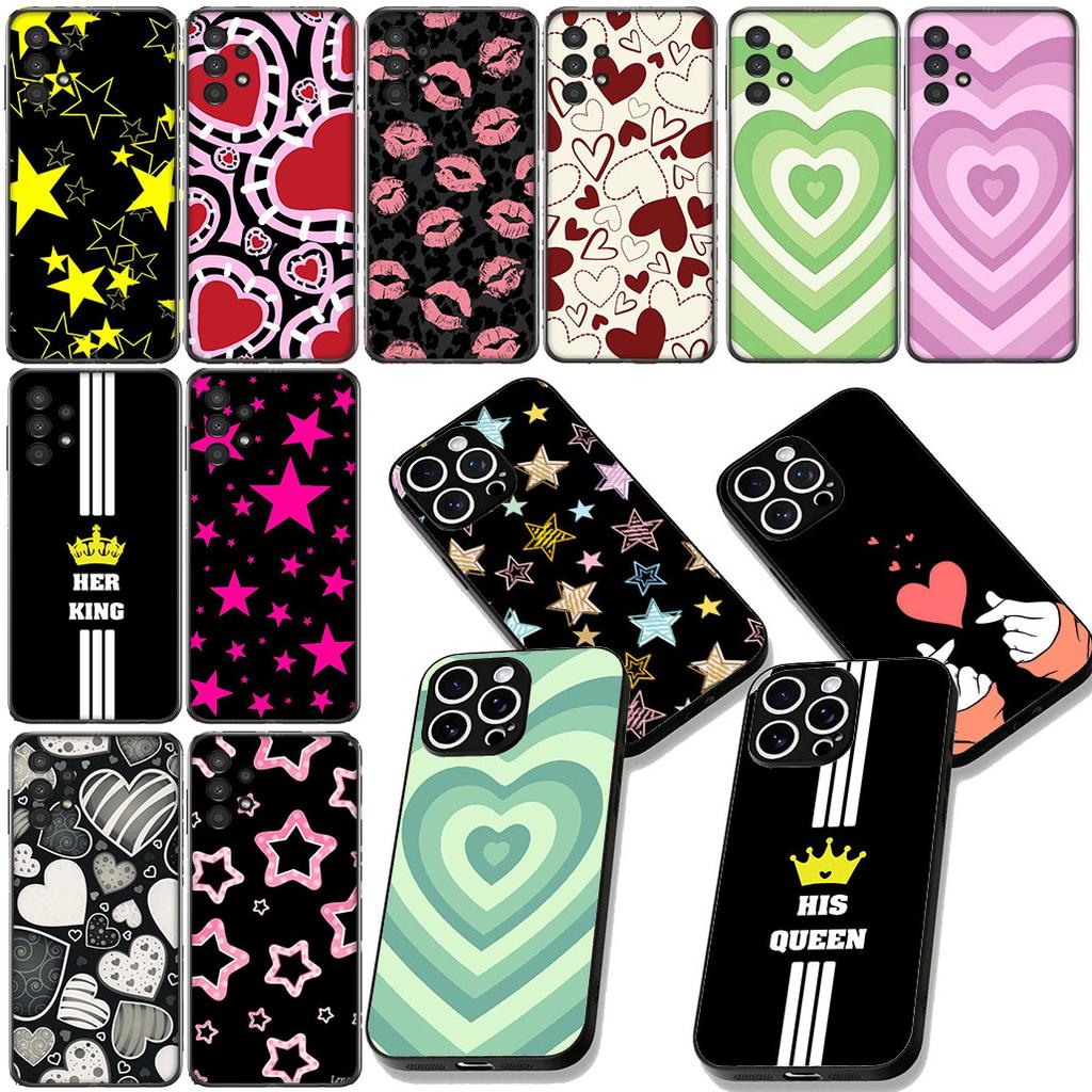 Star Dark Red Heart Love Crown Queen Princess Phone Case for Xiaomi Redmi Note 12 11 10 A3 Pro 10A 10C 12C Note12 5G Cover