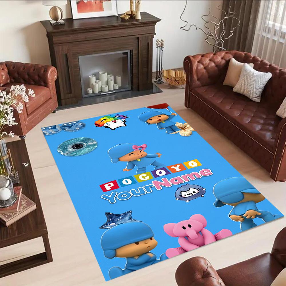 Alfombra de Piso Personalizada con Nombre de Pocoyó Alfombra de Oficina Adecuada para Comedor Salas de Juegos Cocina Entrada Alfombra Antideslizante Decoración de Oficina de Anime