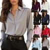 Fashionable Long Sleeve Satin Casual Solid Quality Women Blouse Color