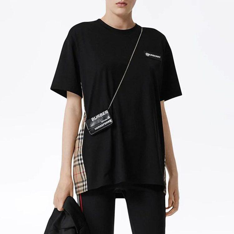 Burberry Women'ss Vintage Check Panel T shirt Black 8024545