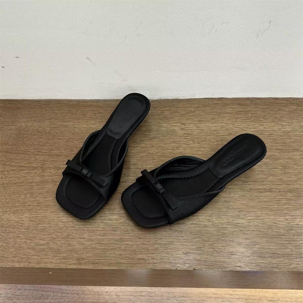 Wedge Heel Fairy Silver Small Cool Slippers Word French 2025 Fashion Shoes Slippers Niche New Summer Wear