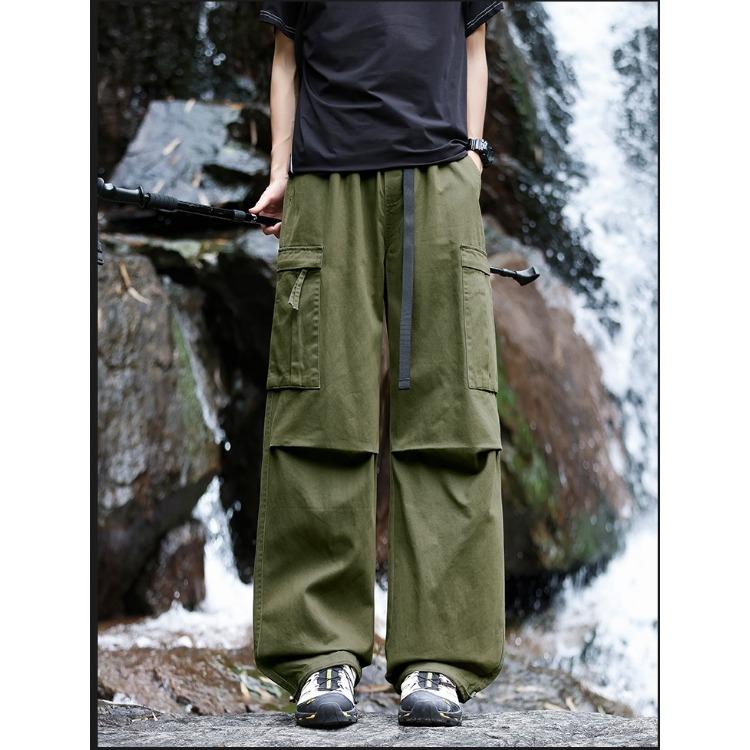 Cotton Cargo Pants Men High Street Loose Fit Jogger Trousers Casual Spring Autumn