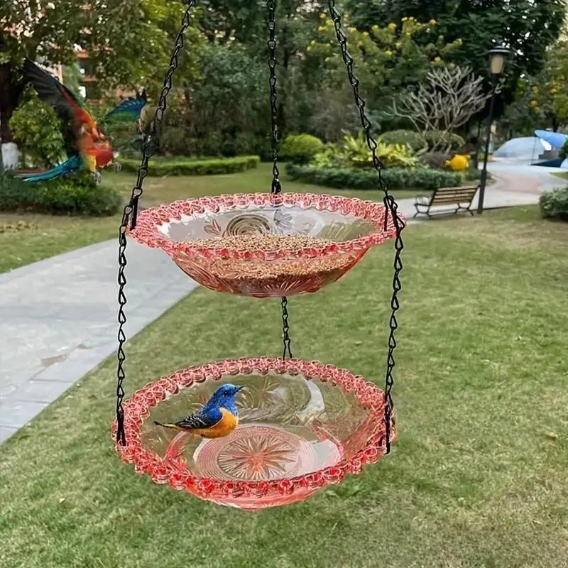 Bird Feeder And Bird Bath Hanging Decor With Automatic Feed System For Garden And Balcony