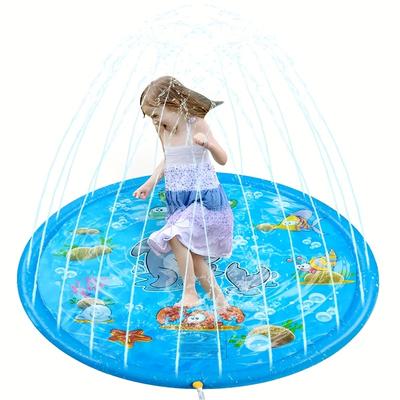 Extra-Large 170cm/66.93inch PVC Kids' Water Sprinkler Foldable Inflatable Spray Mat Summer Cool-Down Toy