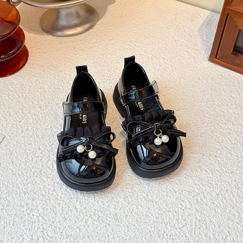 Girls Lolita leather shoes sweet princess shoes 2025 spring and autumn new bow foreign style single shoes girls performance shoes