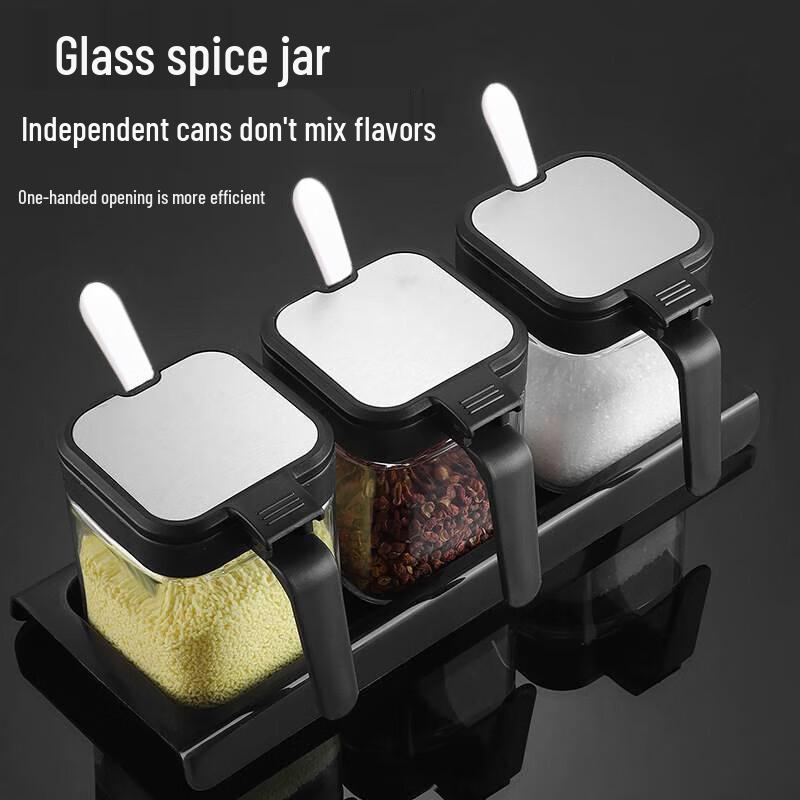 Glass Spice Jar Set with Stainless Steel Lids