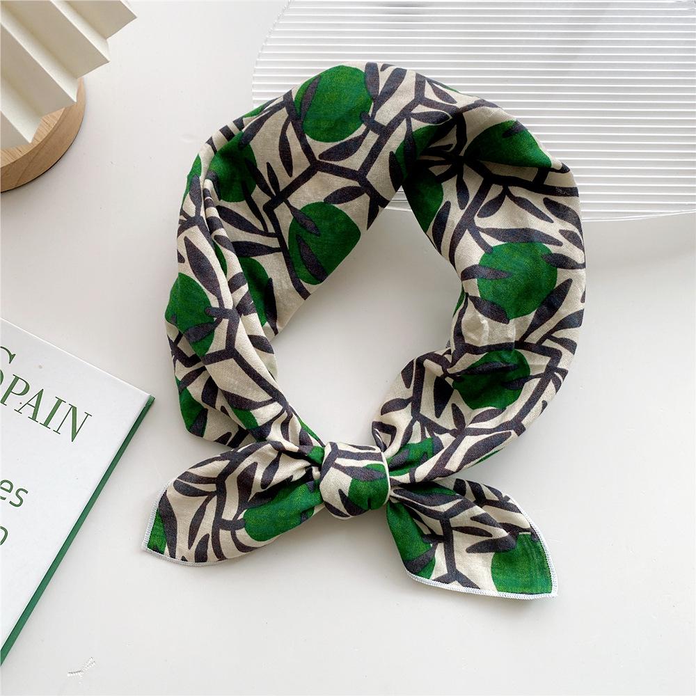 Women's Spring & Autumn Cotton-Linen Silk Square Scarf - Korean Style, Versatile Fashion Accessory & Hair Band