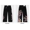 Unisex Mid Waist Flare Wide Leg Pants American Vintage Hip Hop 3D Big Letter Print Non Stretch Polyester Denim Look Trousers