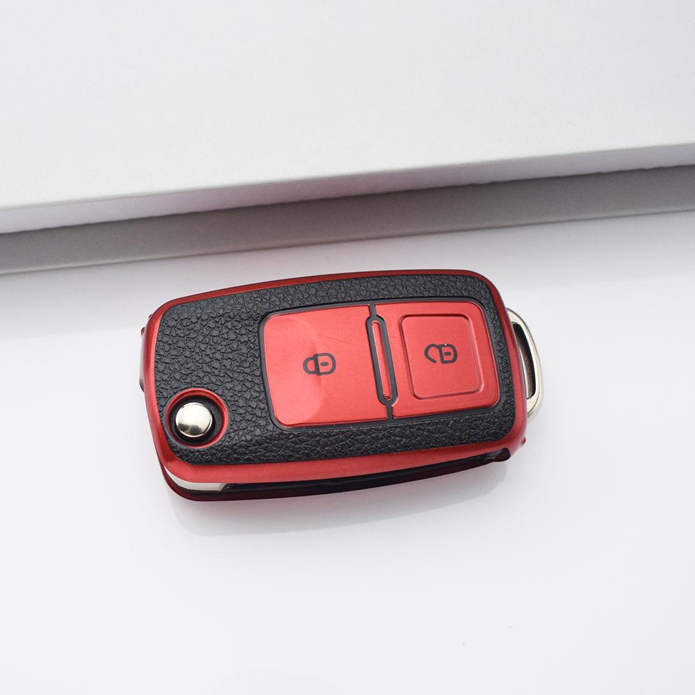 

Корпус-брелок с 2 кнопками для VW Volkswagen MK4 Jetta Passat Polo Bora Touran Skoda Seat Golf 4 5 6 ТПУ Чехол для ключа автомобиля красный