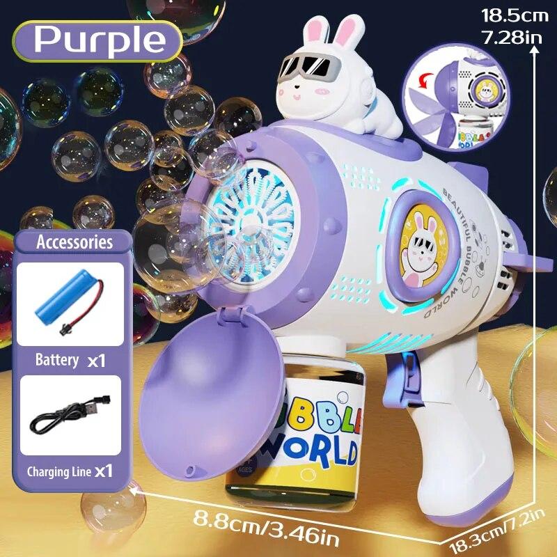 Bubble Gun Rakett Soap Spaceman Bubbles Machine Julegave Gun Shape Automatisk blåser med lette Pomperos leker for barn