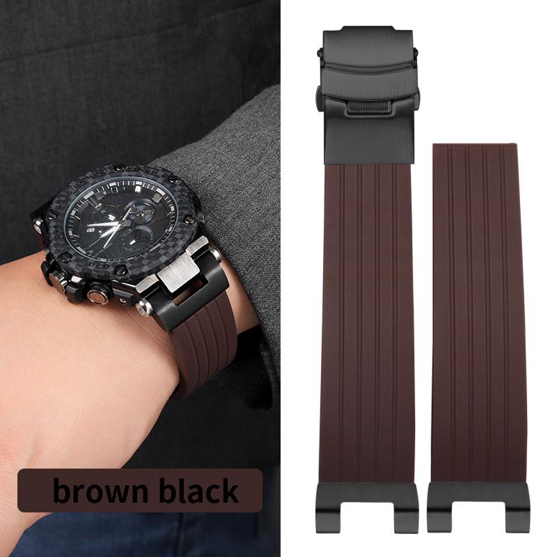 Modified Silicone Strap for Casio GSHOCK GST-B100 GST-S130/W300/400G/W110/S120 Diving Sport Wristband with Stainless Steel Adapt
