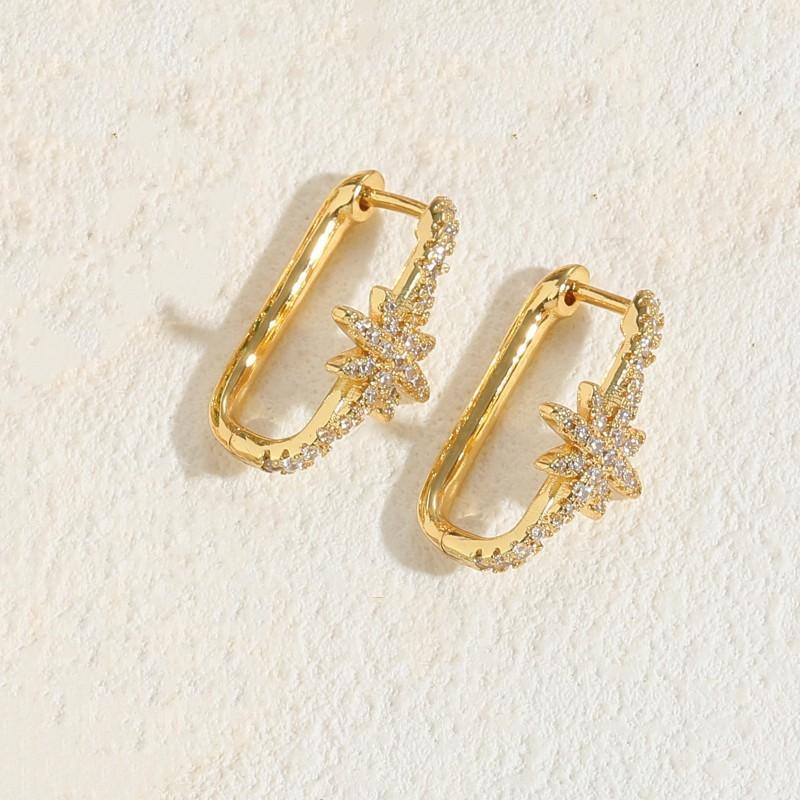 2025 New Fashion Women Luxury Geometric Colorful Zircon Inlaid Snowflake O Shaped Earrings Women Ins Stud Earrings Jewelry