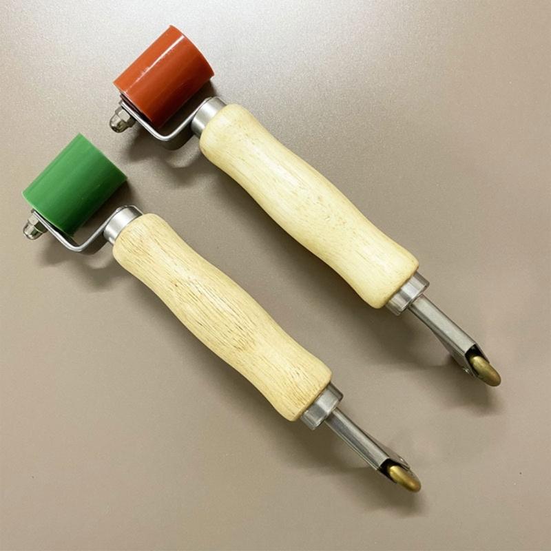 Professional Combination Rubber Pressure Roller & Metal Corner Roller with Ergonomic Wood Handle for Professional